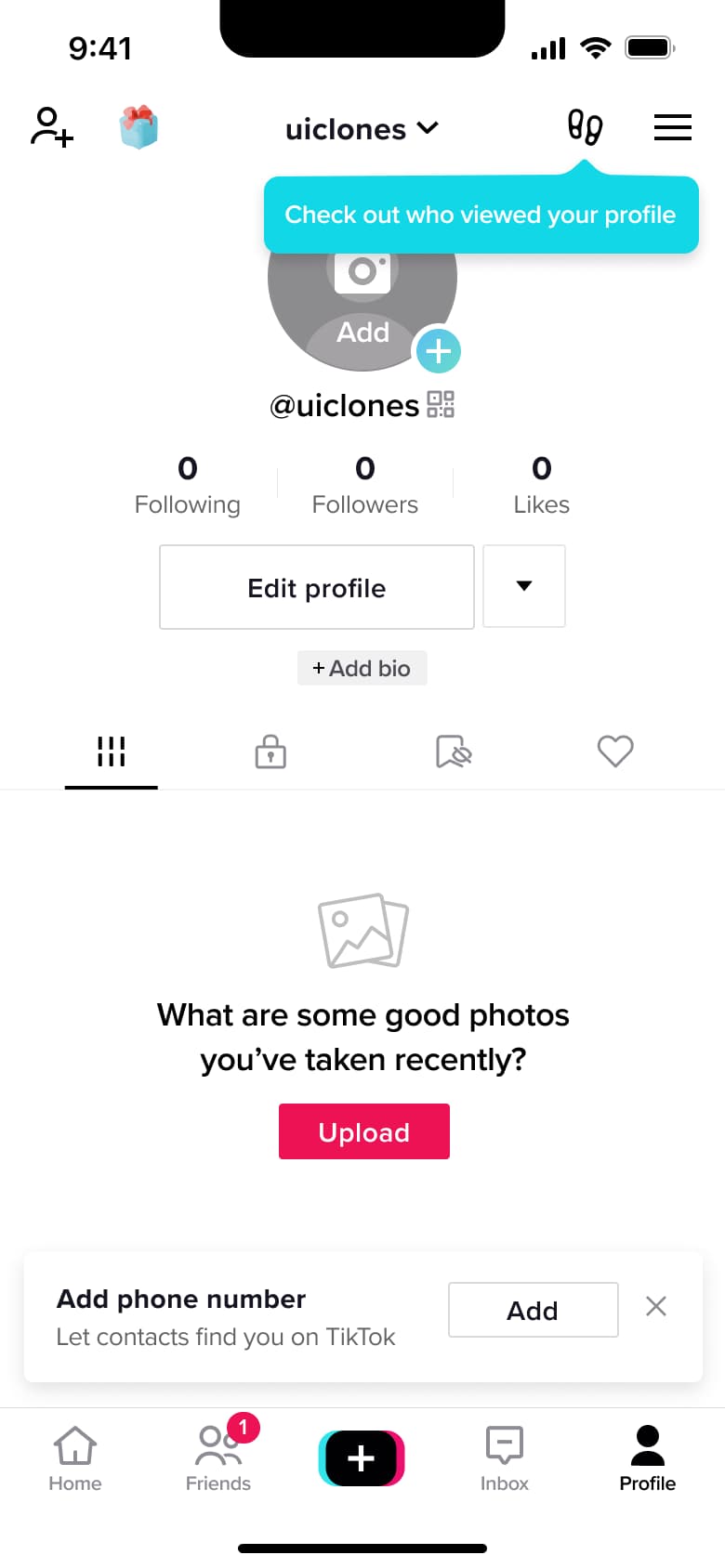 Own profile with tooltip about who viewed your profile.