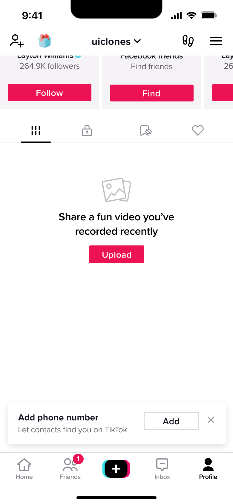 Own profile scrolled: share a fun video prompt.