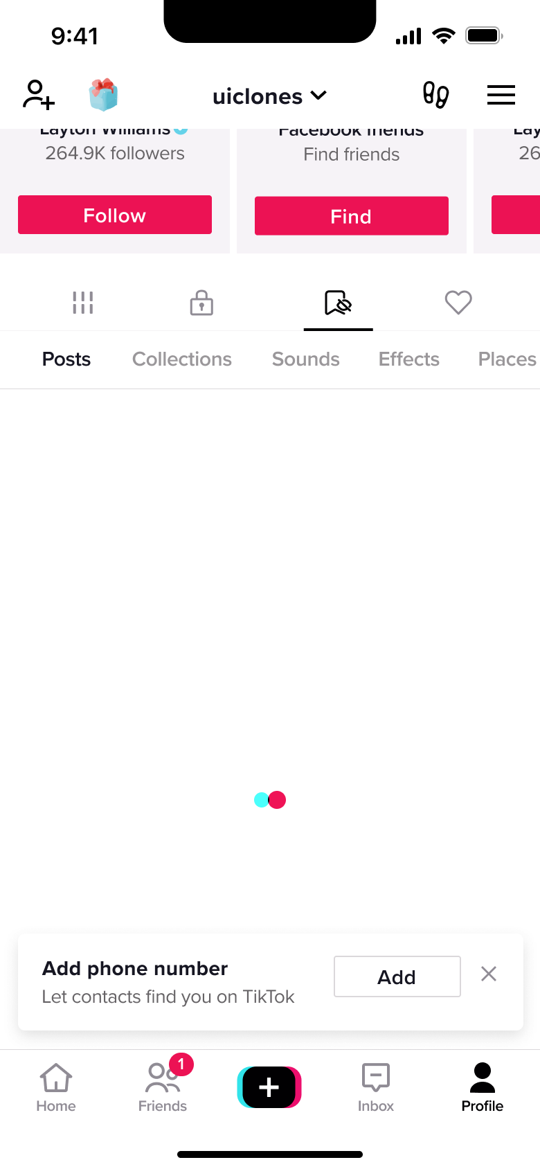 Own profile collections tab loading.