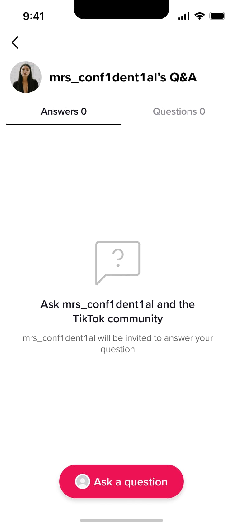 Q&A page empty: ask a question to the creator.