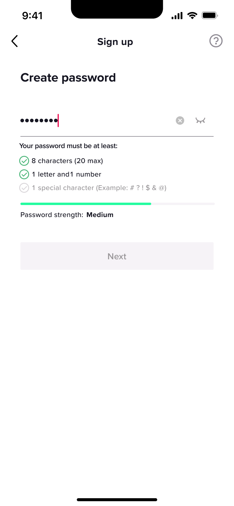 Password strength medium.