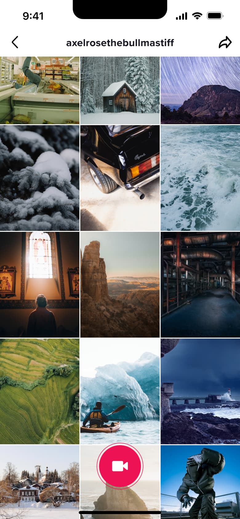 Sound page grid scrolled with record button.
