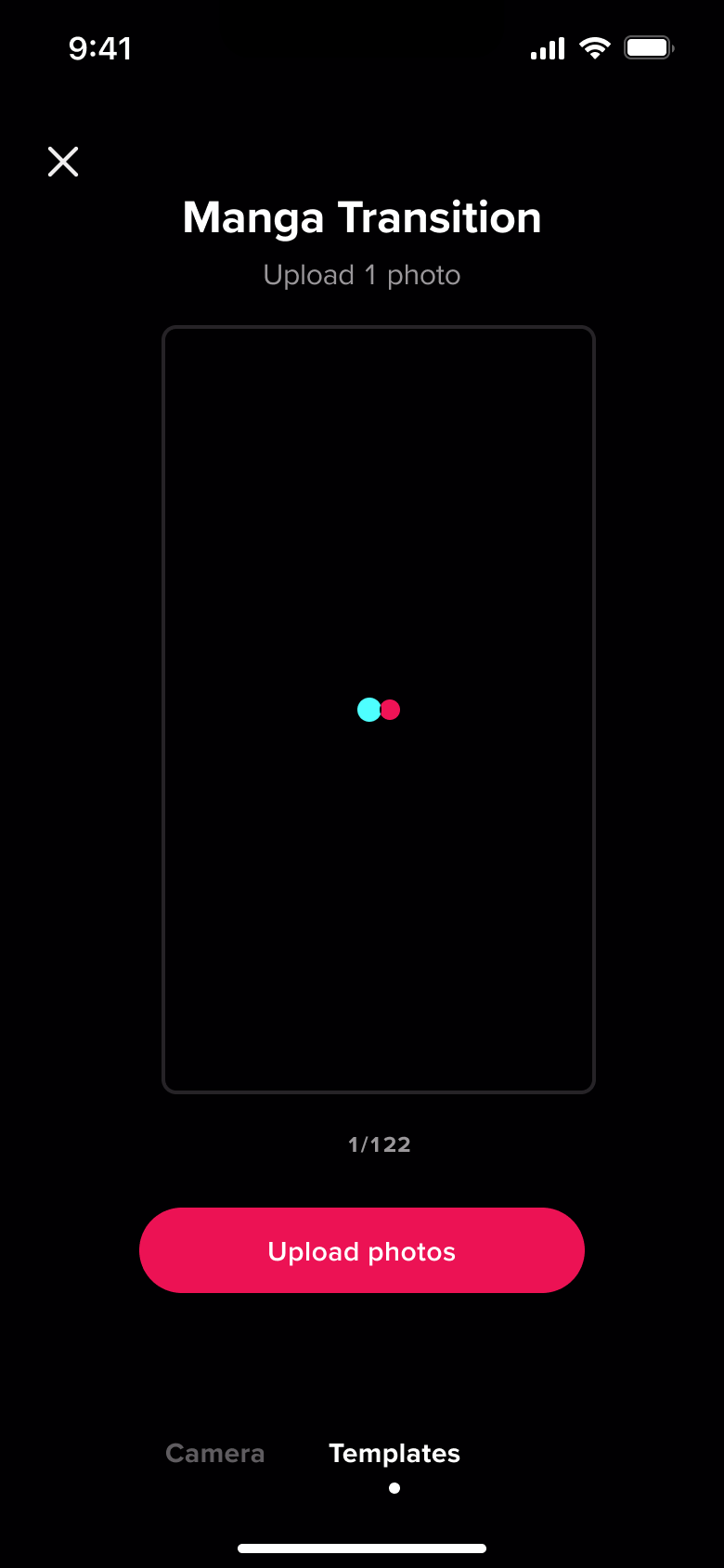 TikTok flow, step 1: templates 1