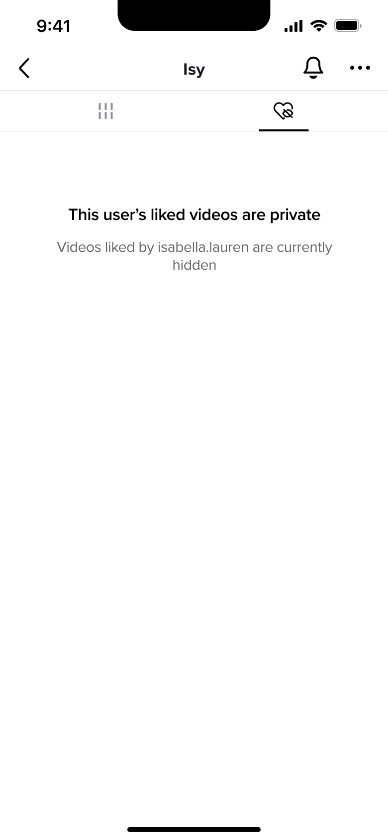 Liked videos tab: this user's liked videos are private.