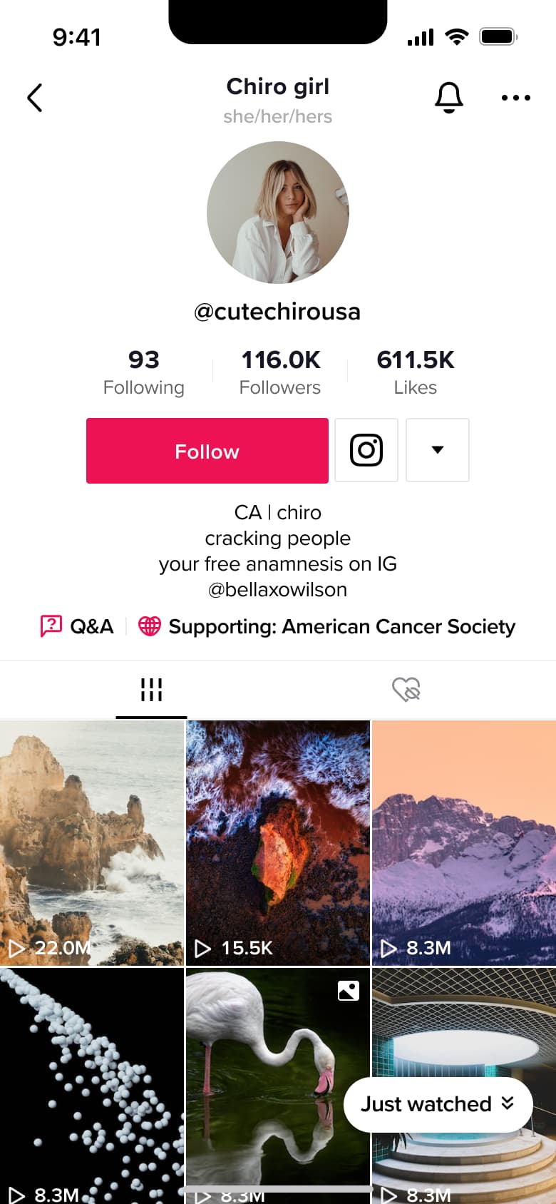 Profile with Q&A and charity supporting links.