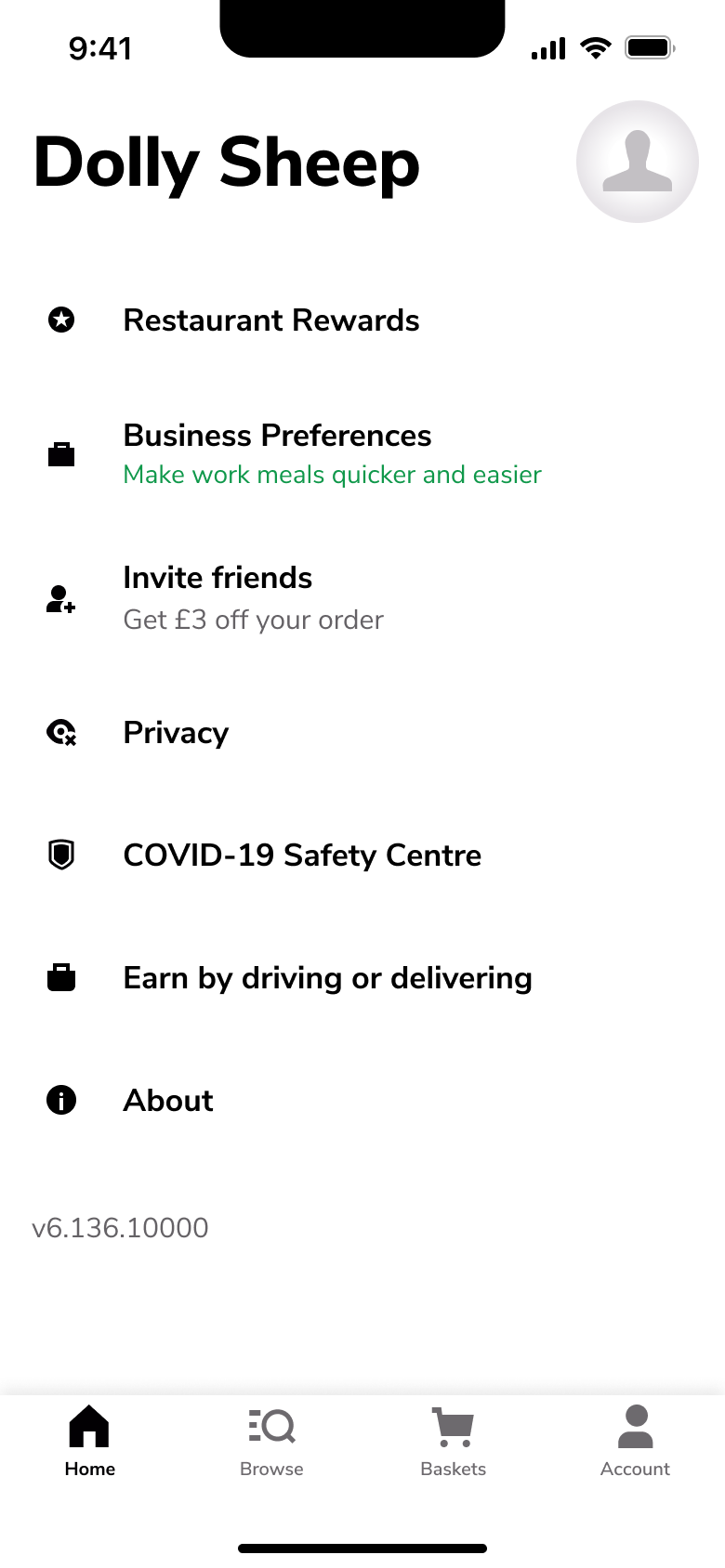 UberEats flow, step 1: account - 12