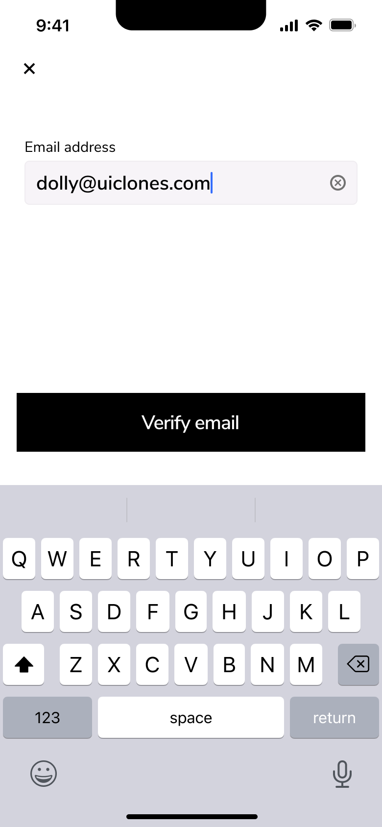 Verify email address field.