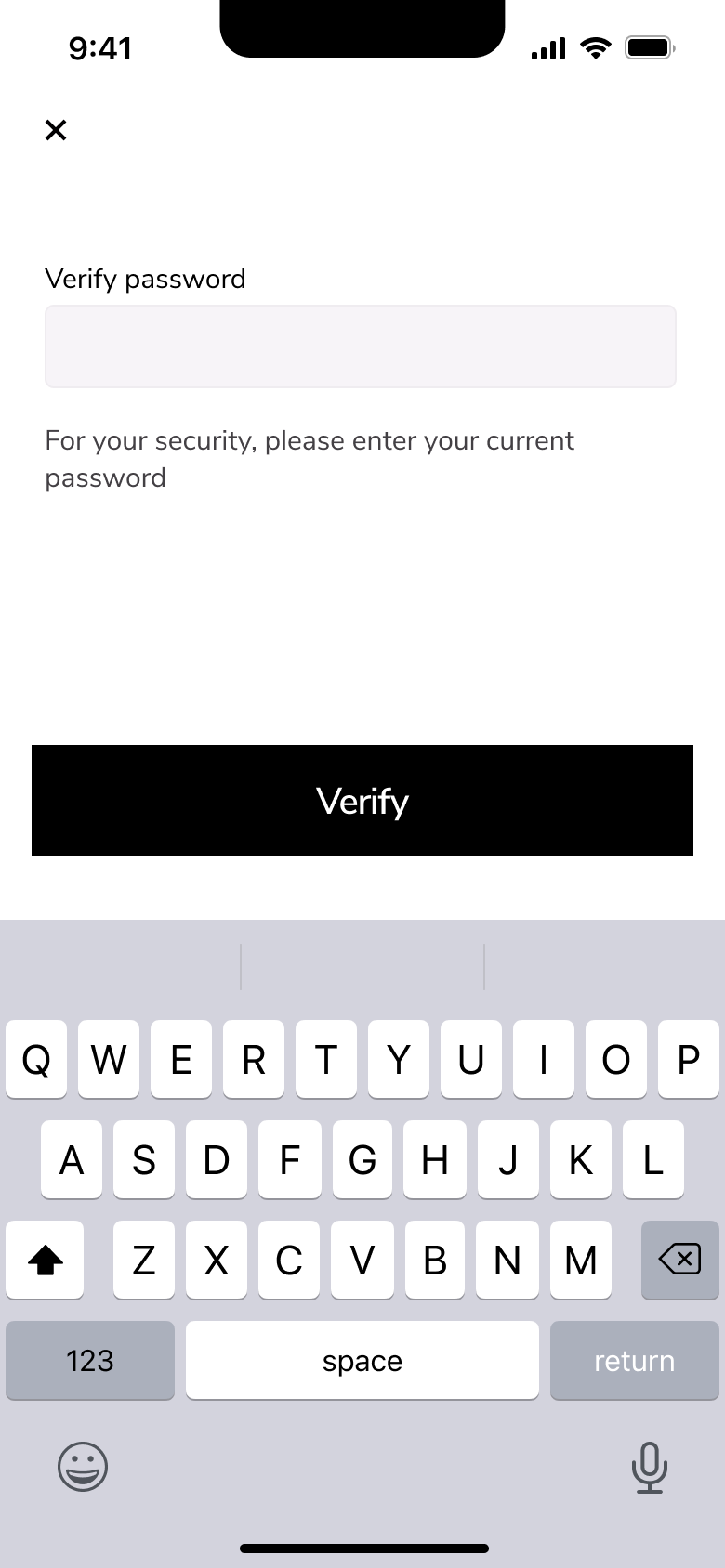Verify password before changing account details.