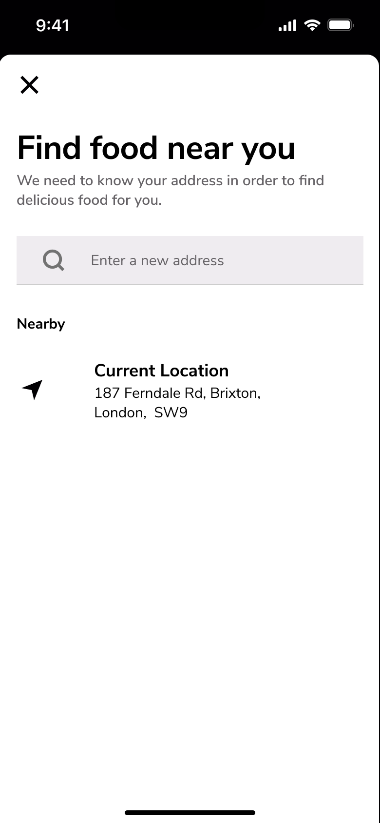 UberEats flow, step 1: address - 1