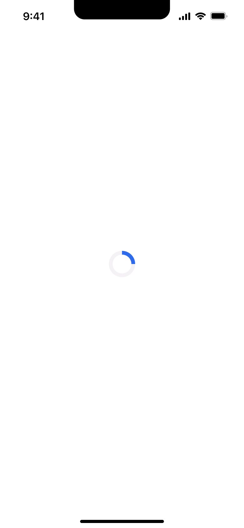 Loading spinner before code entry.