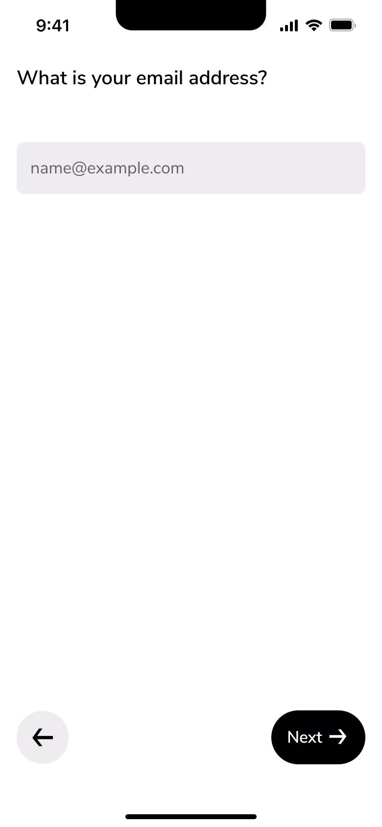 What is your email address field with next button.