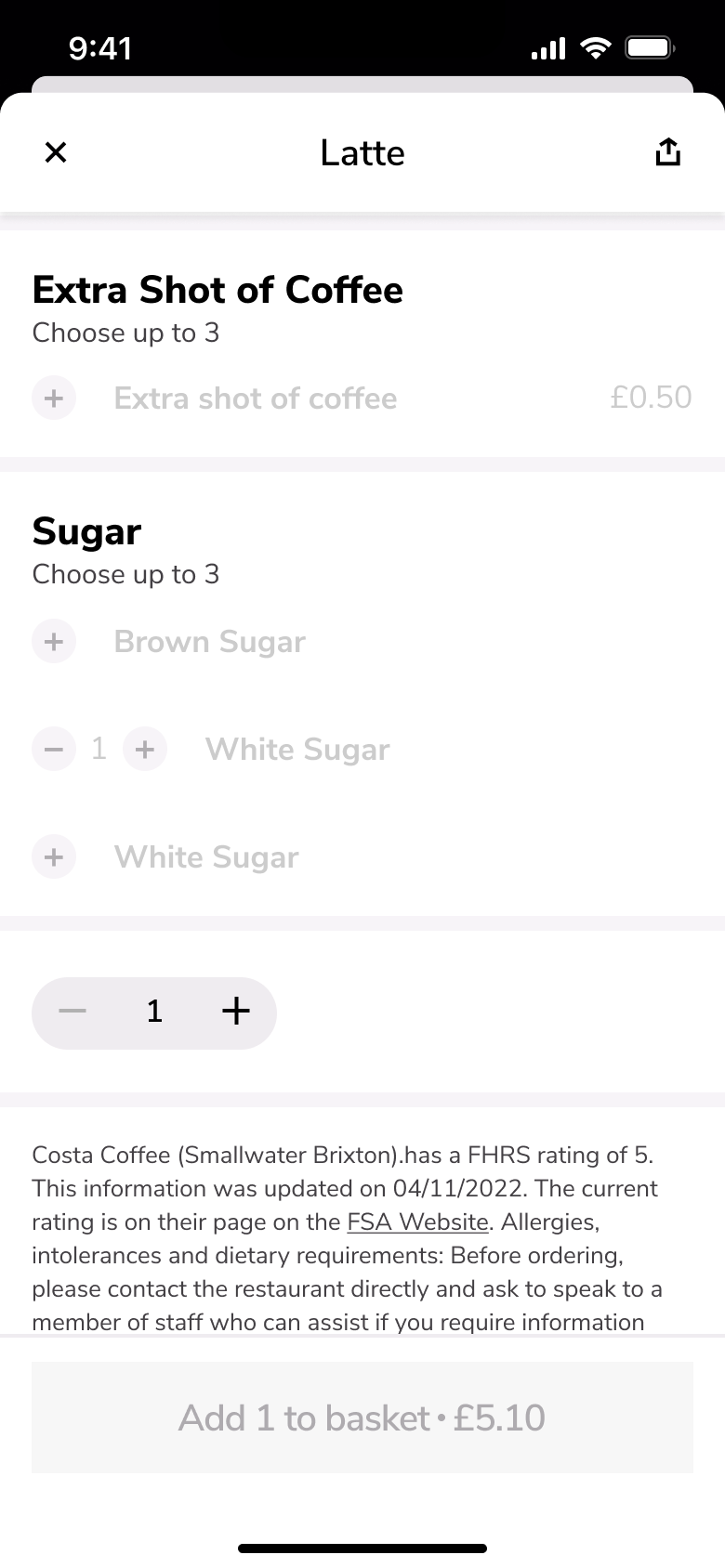 Item options with add to basket disabled while updating.