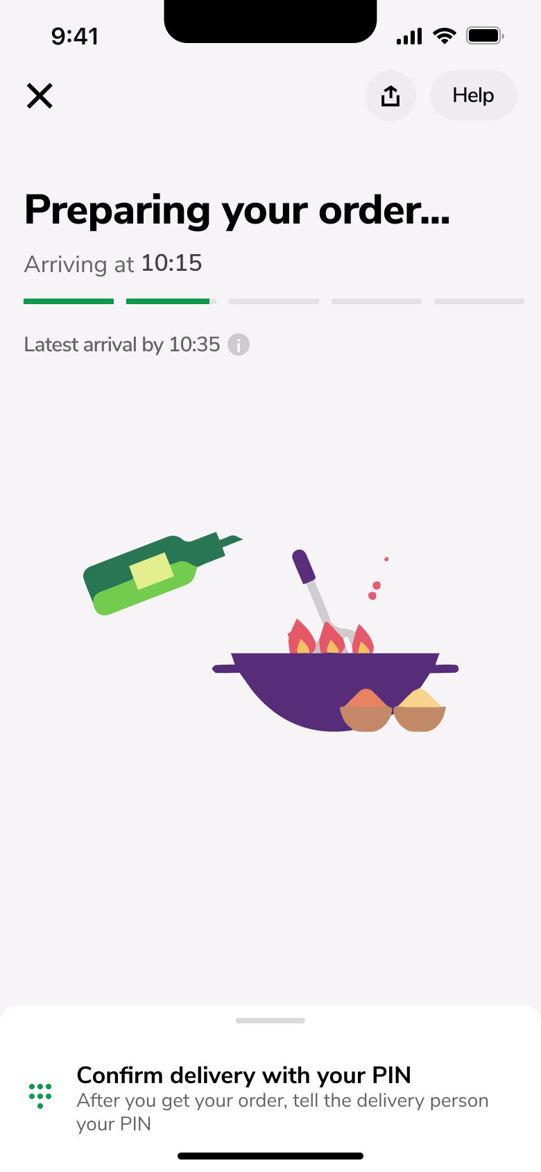 Preparing your order with cooking illustration.