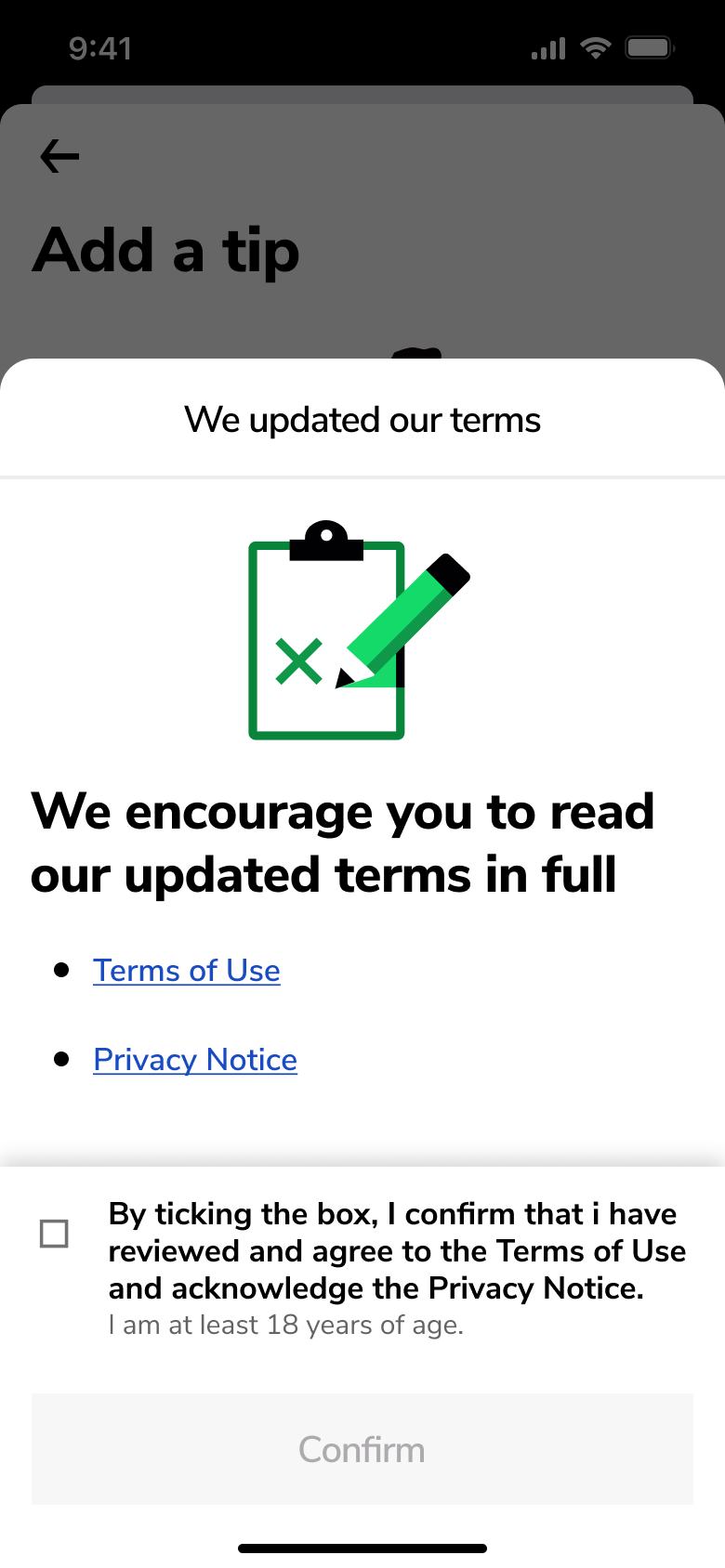 We updated our terms sheet with terms and privacy links and consent checkbox.