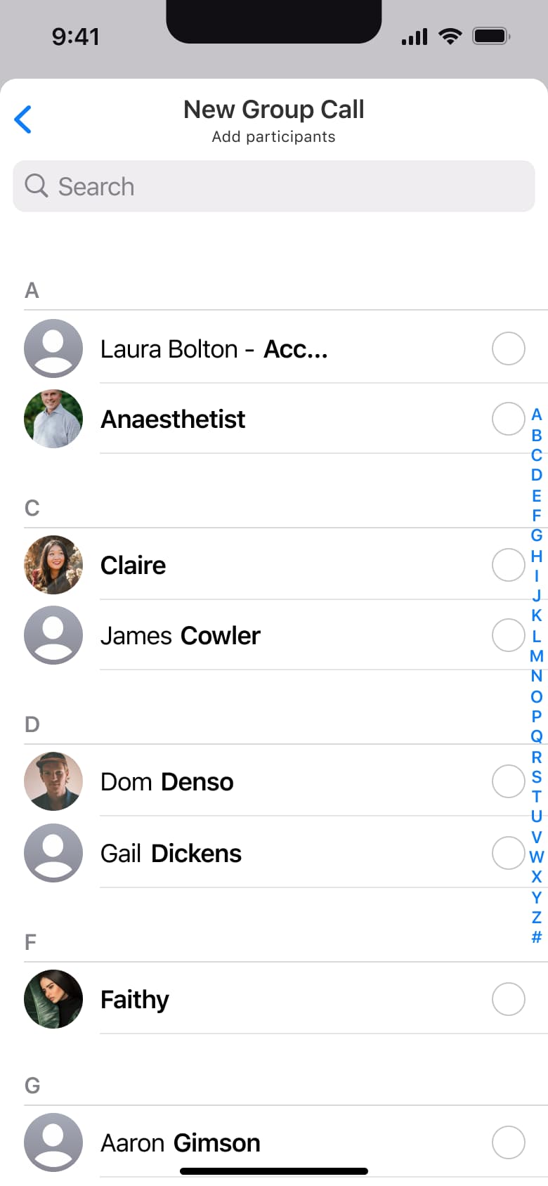 New group call: add participants.