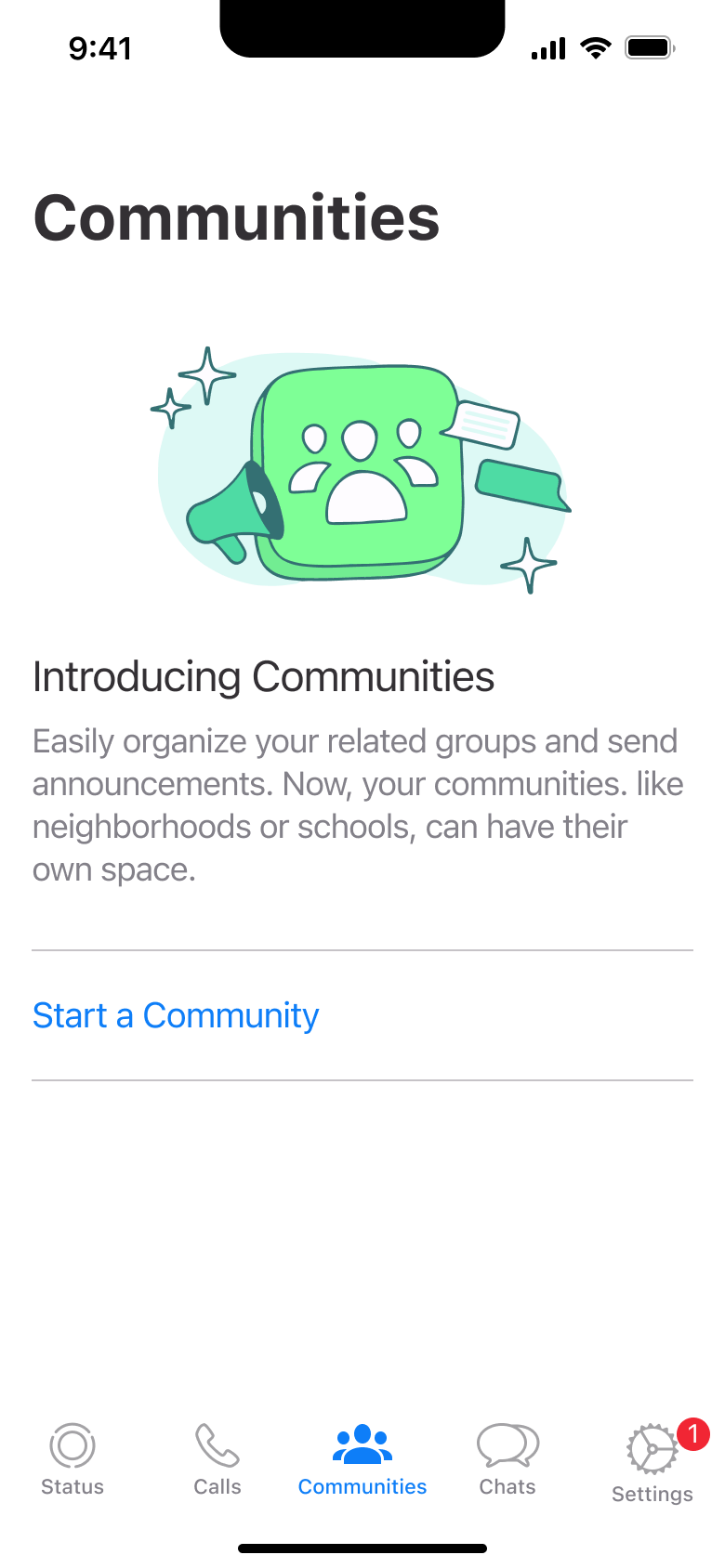 WhatsApp flow, step 1: communities 1