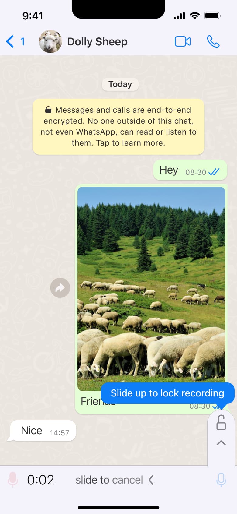 Slide up to lock recording tooltip.