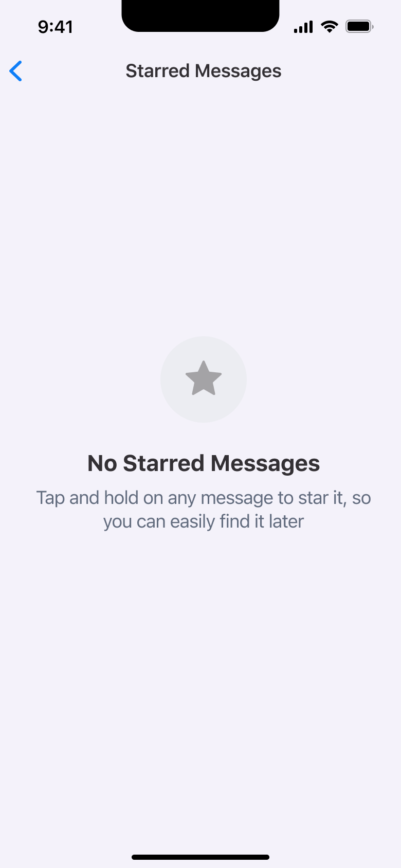 Starred messages empty.