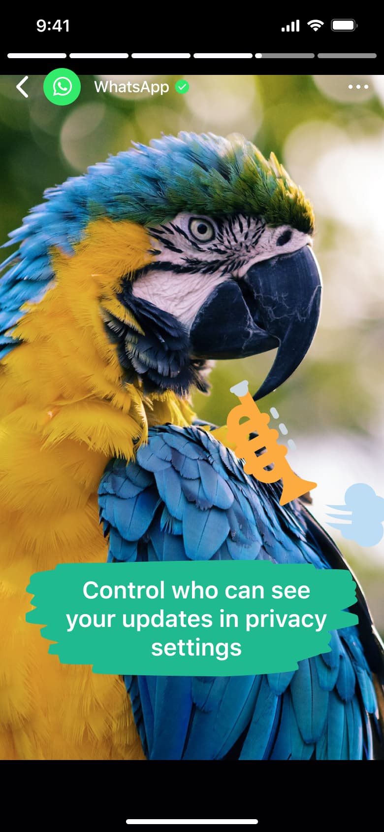 Status walkthrough: control who can see updates.