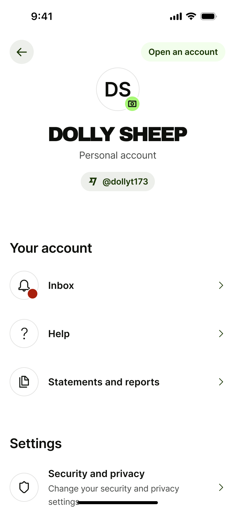 Wise flow, step 1: Account settings 1