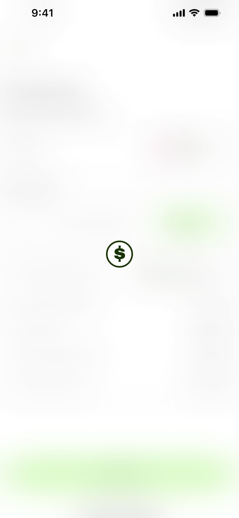Blurred loading with coin icon.