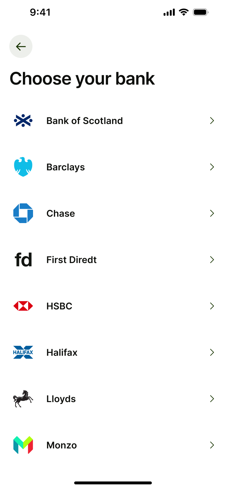 Choose your bank list for instant payment.