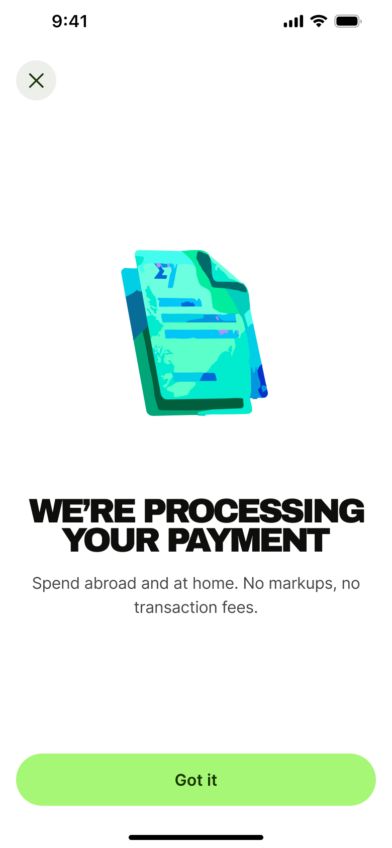 We're processing your payment for the card order.