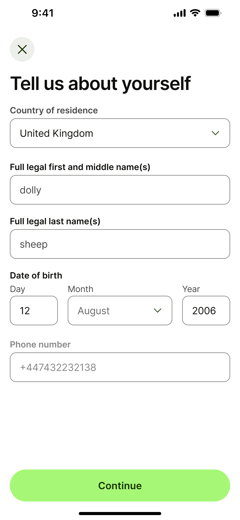 About yourself form complete.