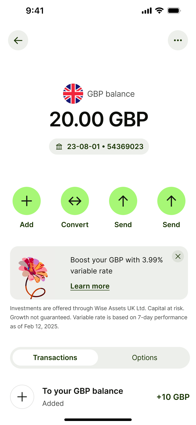 Wise flow, step 1: Converting money 1