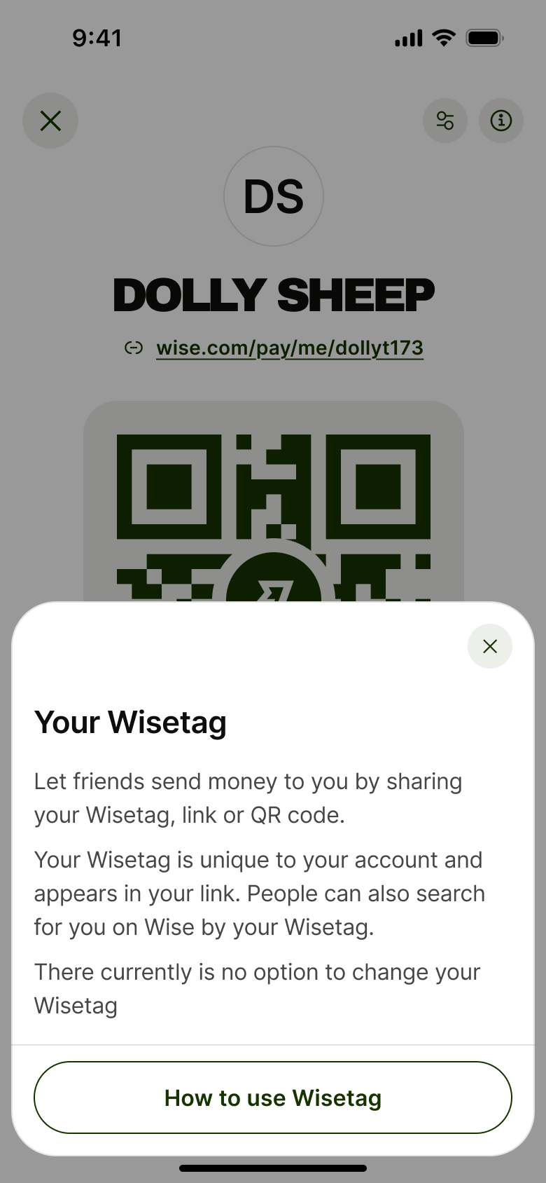 Your payment tag explainer sheet.