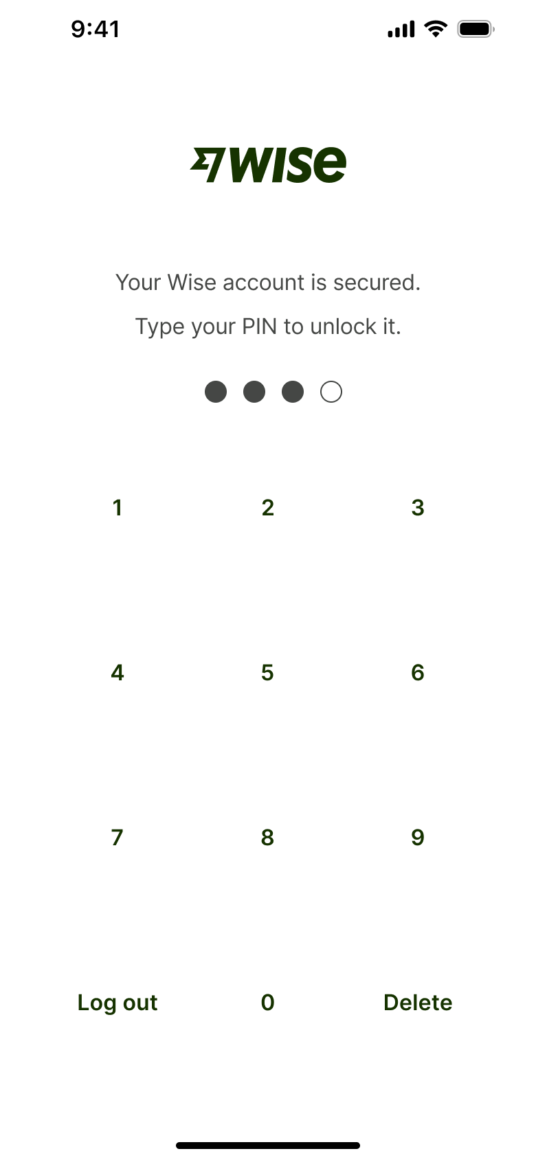 Unlock PIN with three digits entered.