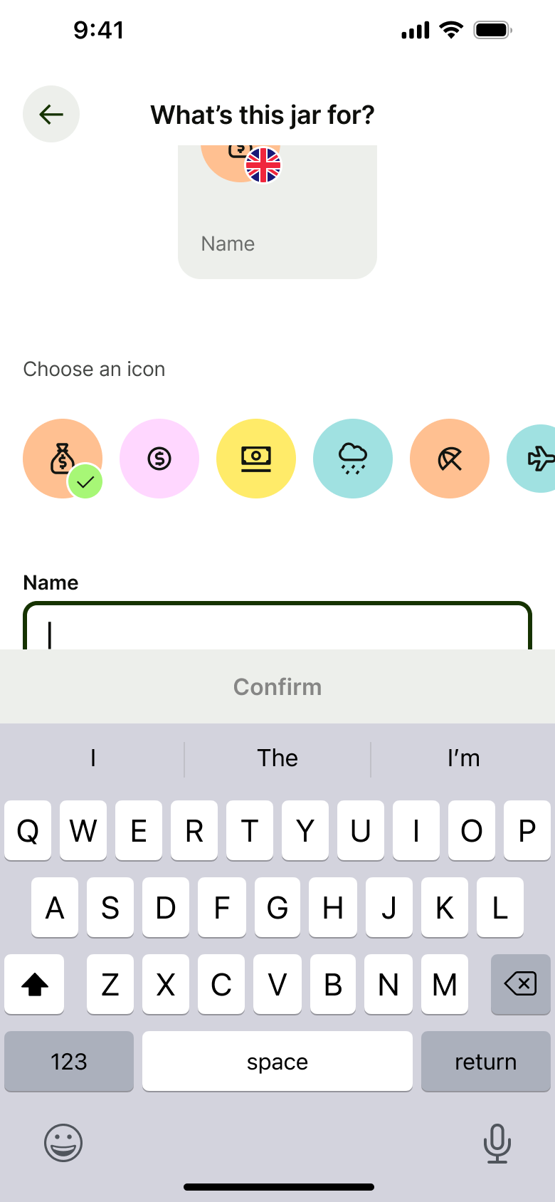 Jar name field focused with keyboard.