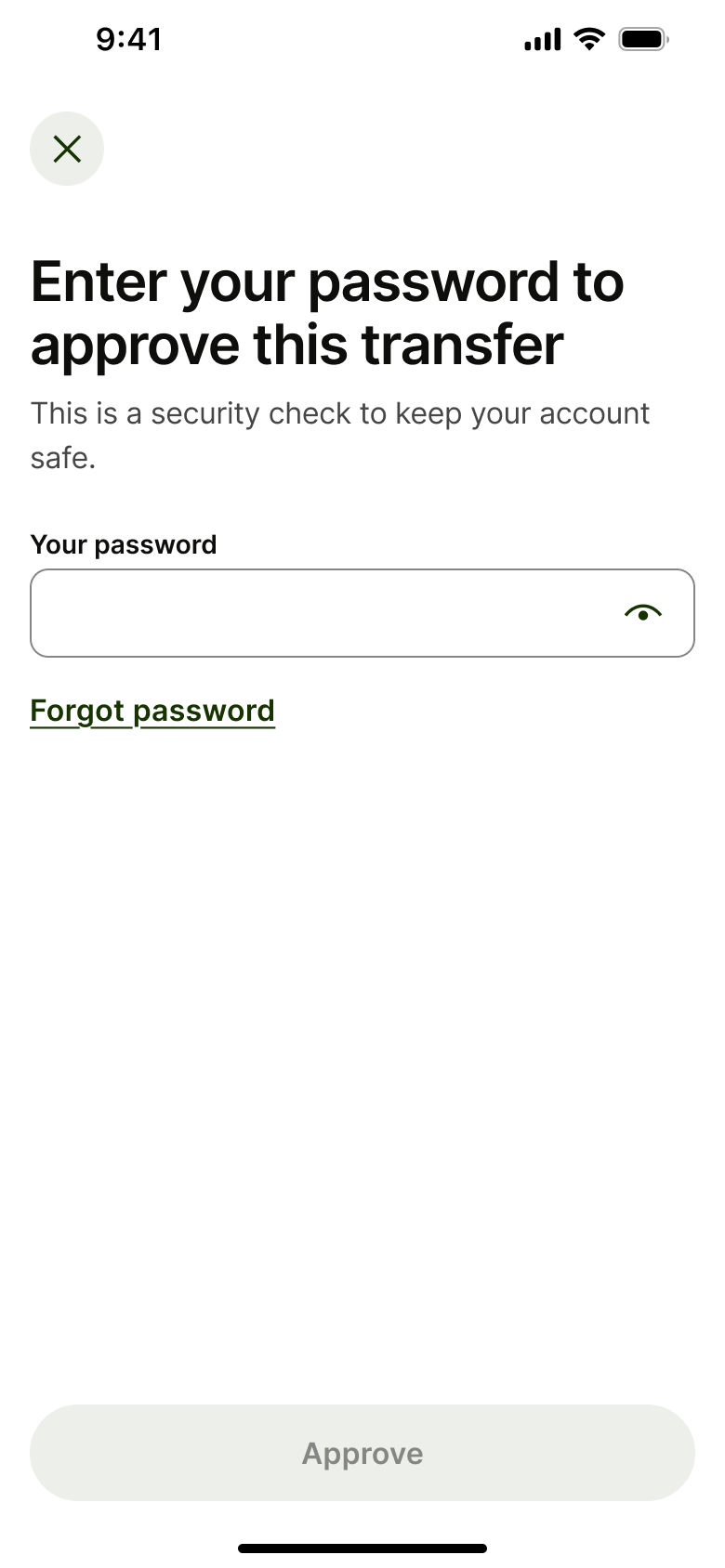 Enter your password to approve this transfer.