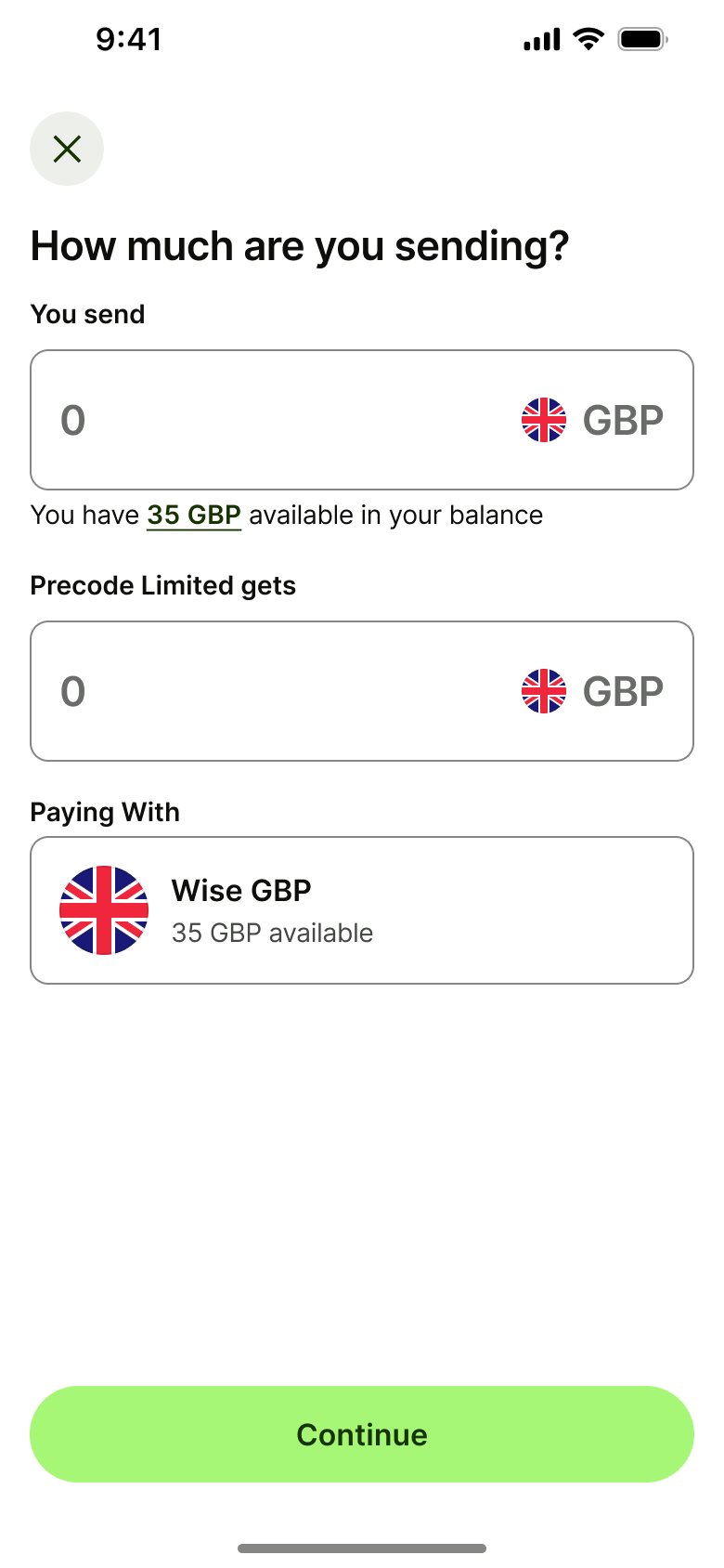 How much are you sending to the organisation from your balance.