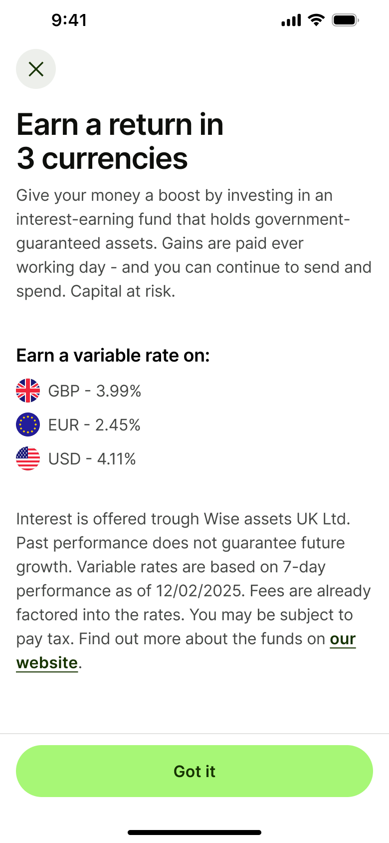 Earn a return: variable interest rates and risk note.