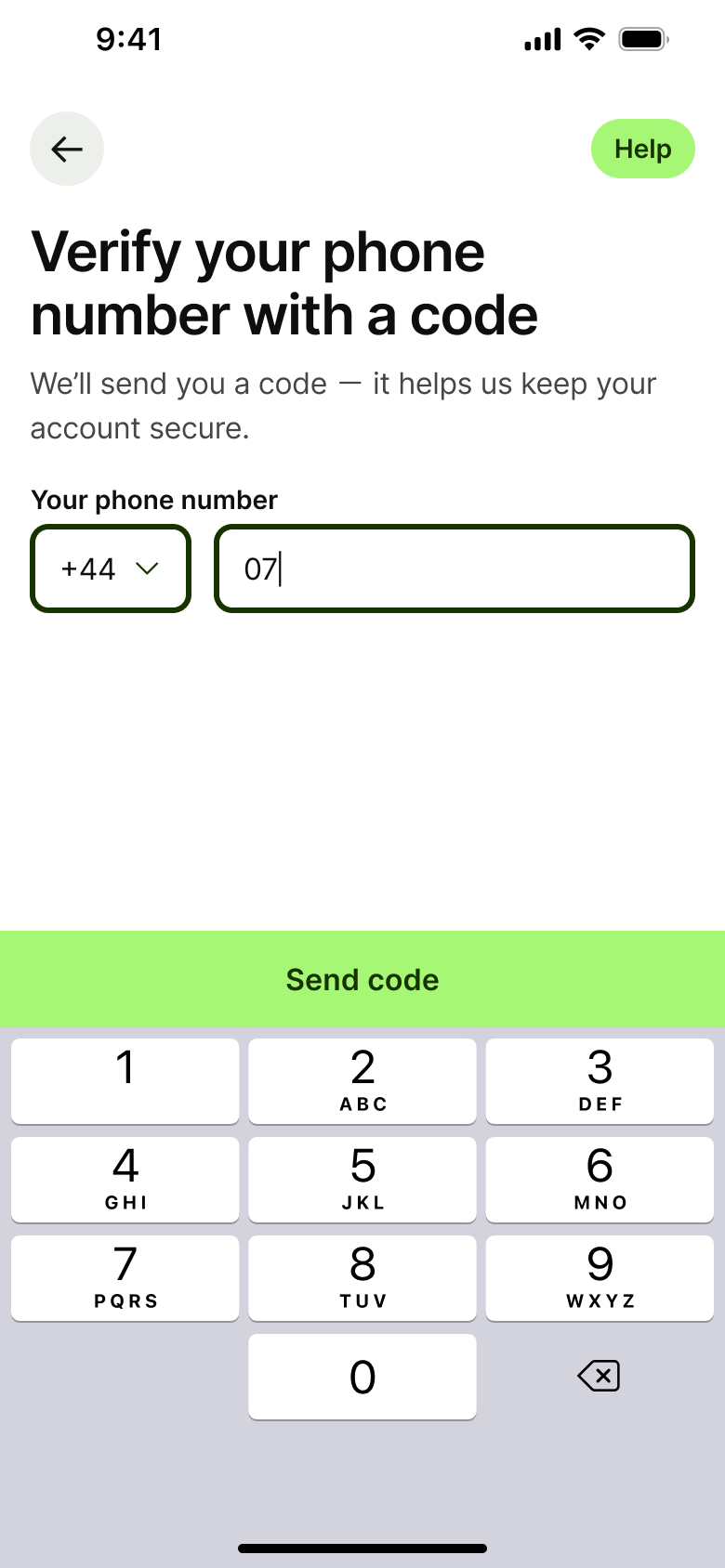 Phone number being typed.