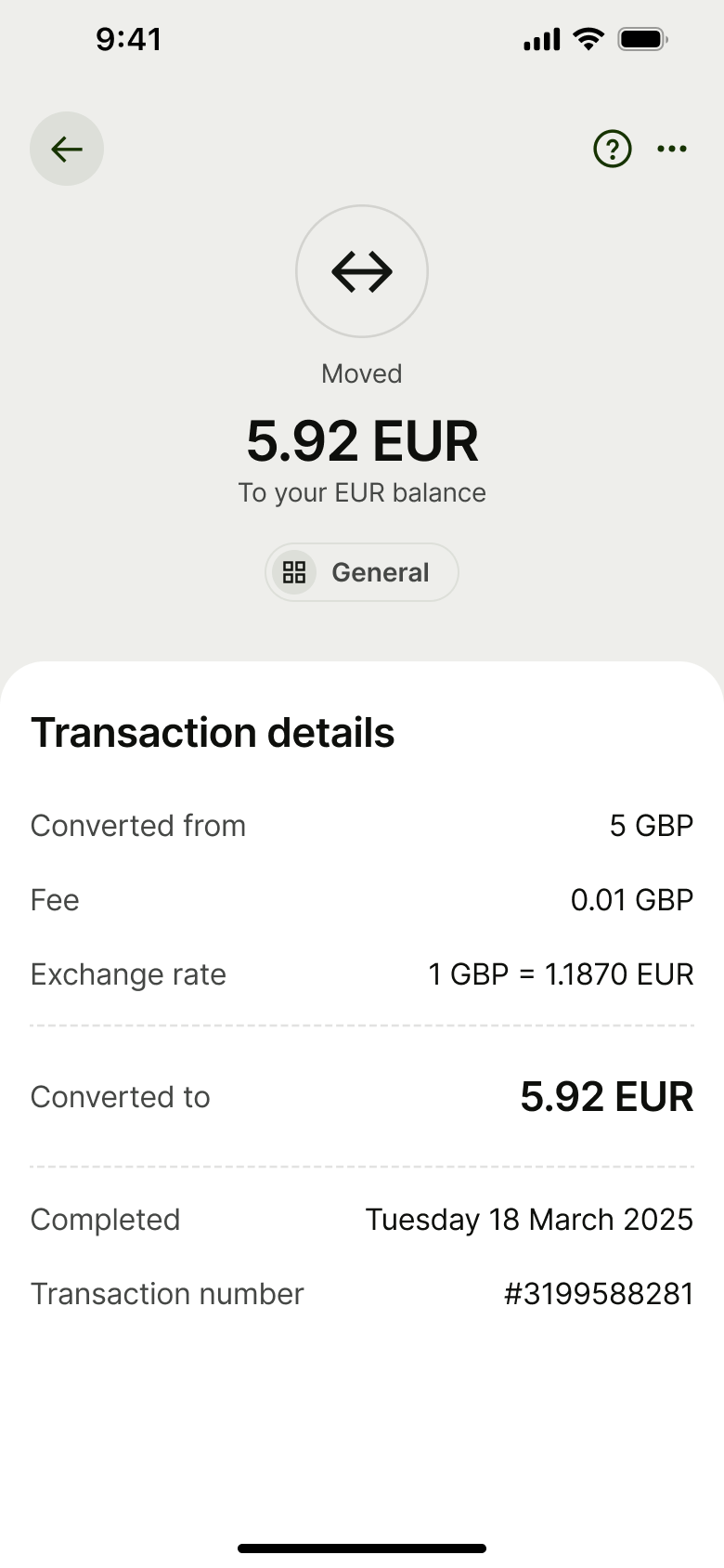 Wise flow, step 1: Transaction details1