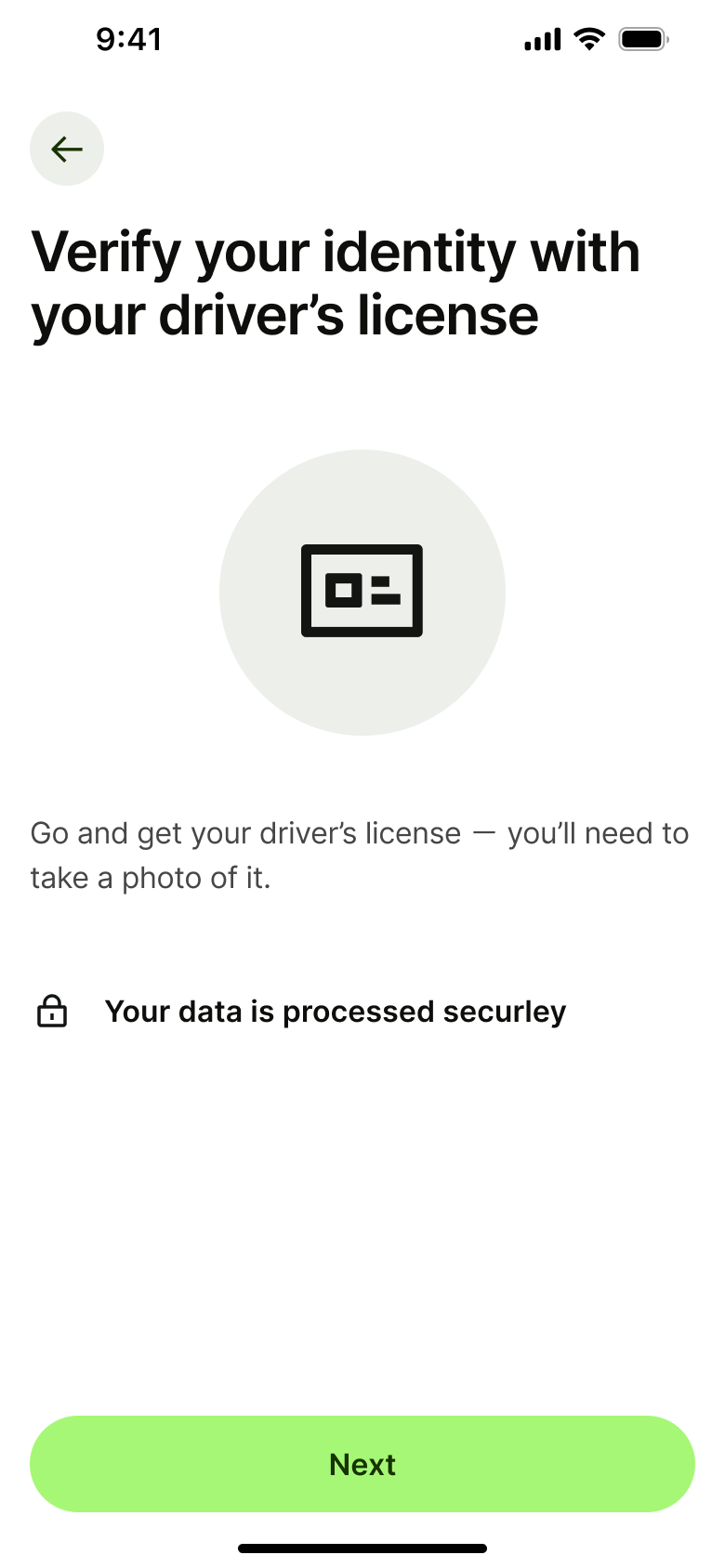 Verify with driving licence: get it ready to photograph.